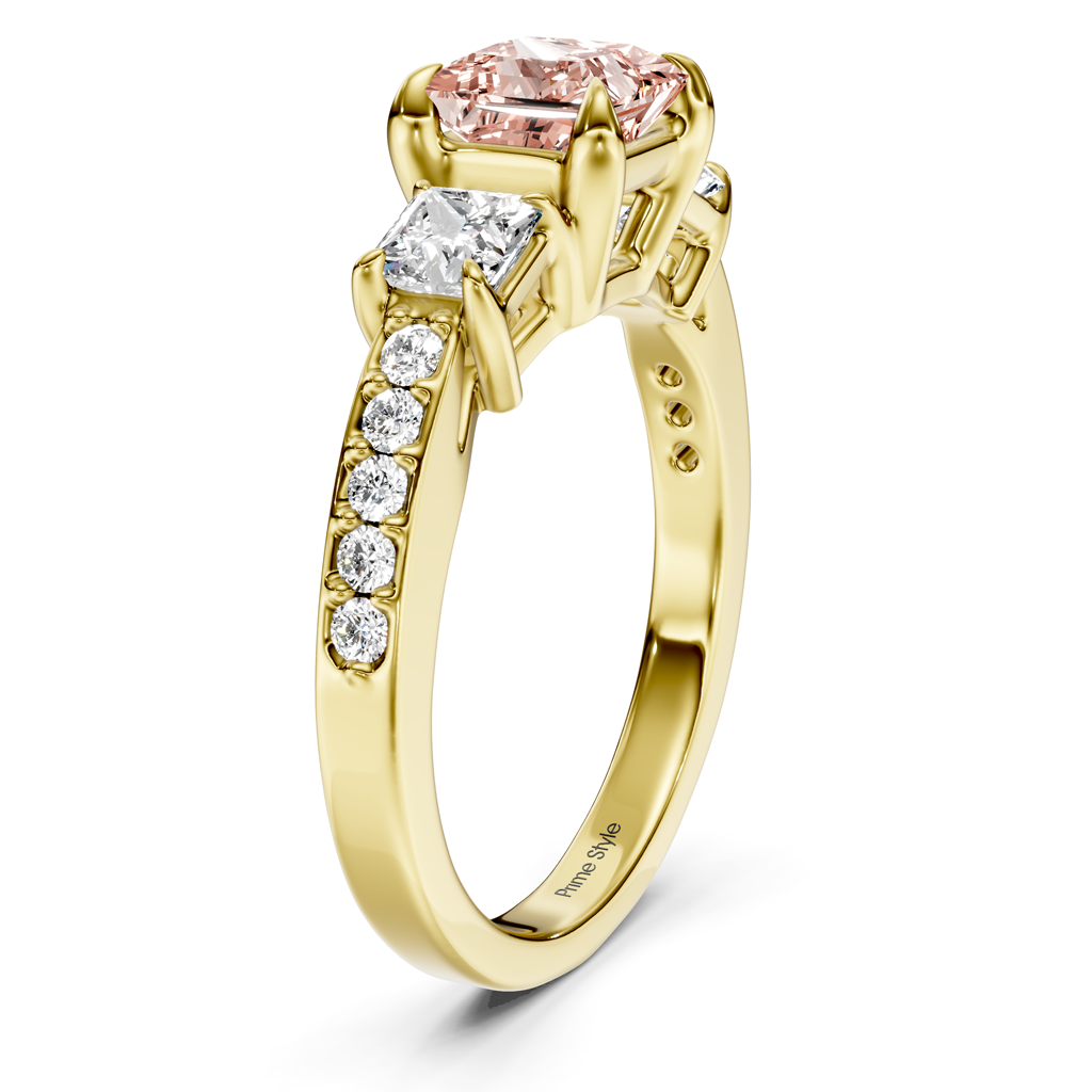 1.85-4.85 CT Princess &amp; Round Cut Fancy Pink Diamonds - Engagement Ring