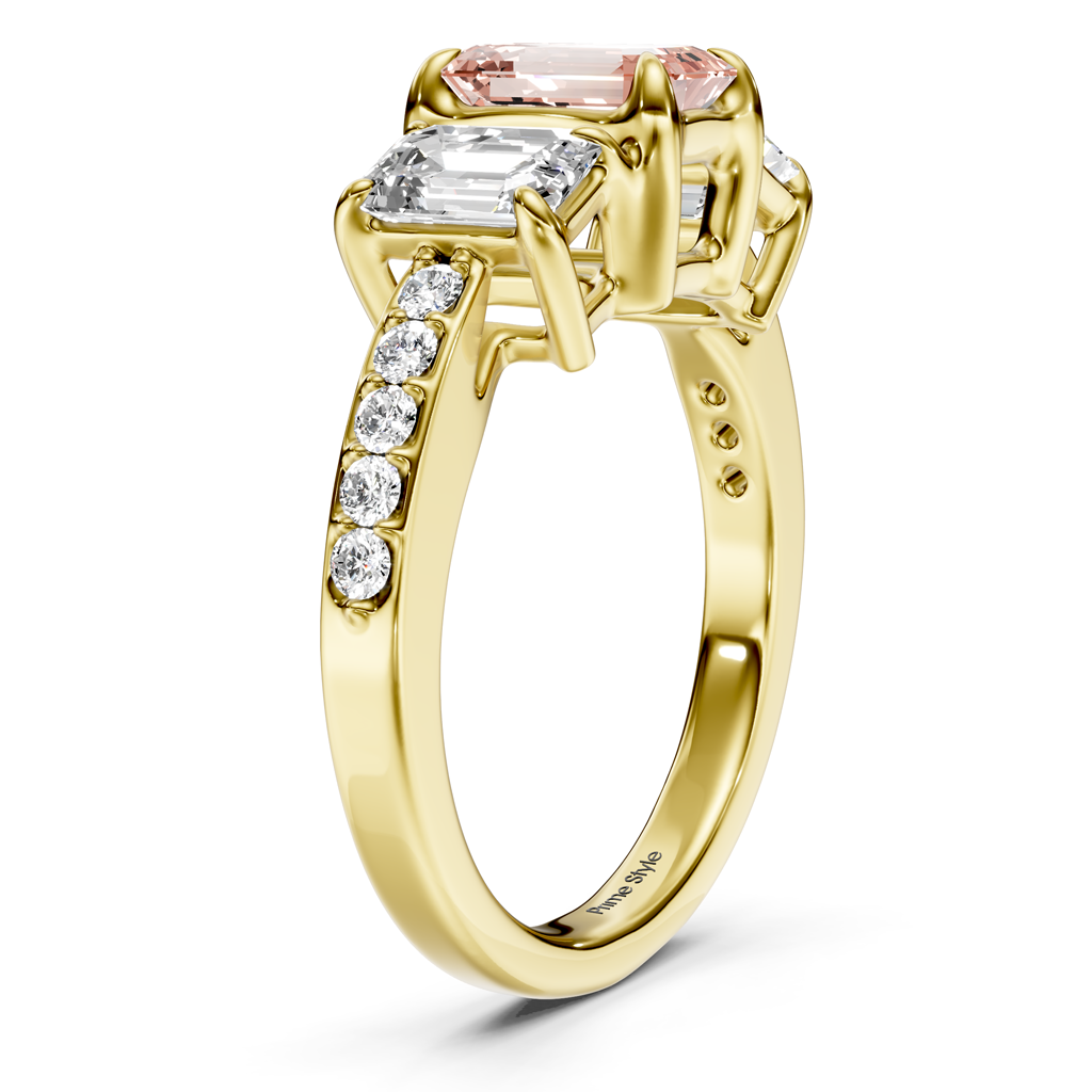 2.15-5.15 CT Emerald &amp; Round Cut Fancy Pink Diamonds - Engagement Ring