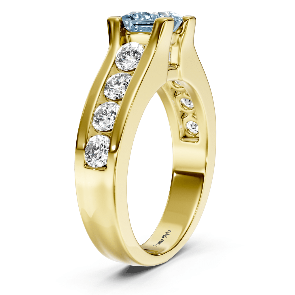 1.80-4.80 CT Princess & Round Cut Fancy Blue Diamonds - Engagement Ring