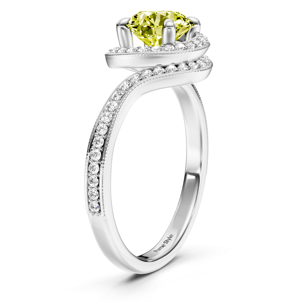 1.25-4.25 CT Round Cut Fancy Yellow Diamonds - Engagement Ring