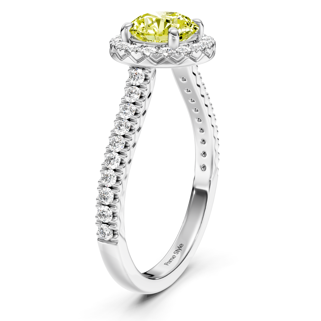 1.45-4.45 CT Round Cut Fancy Yellow Diamonds - Engagement Ring