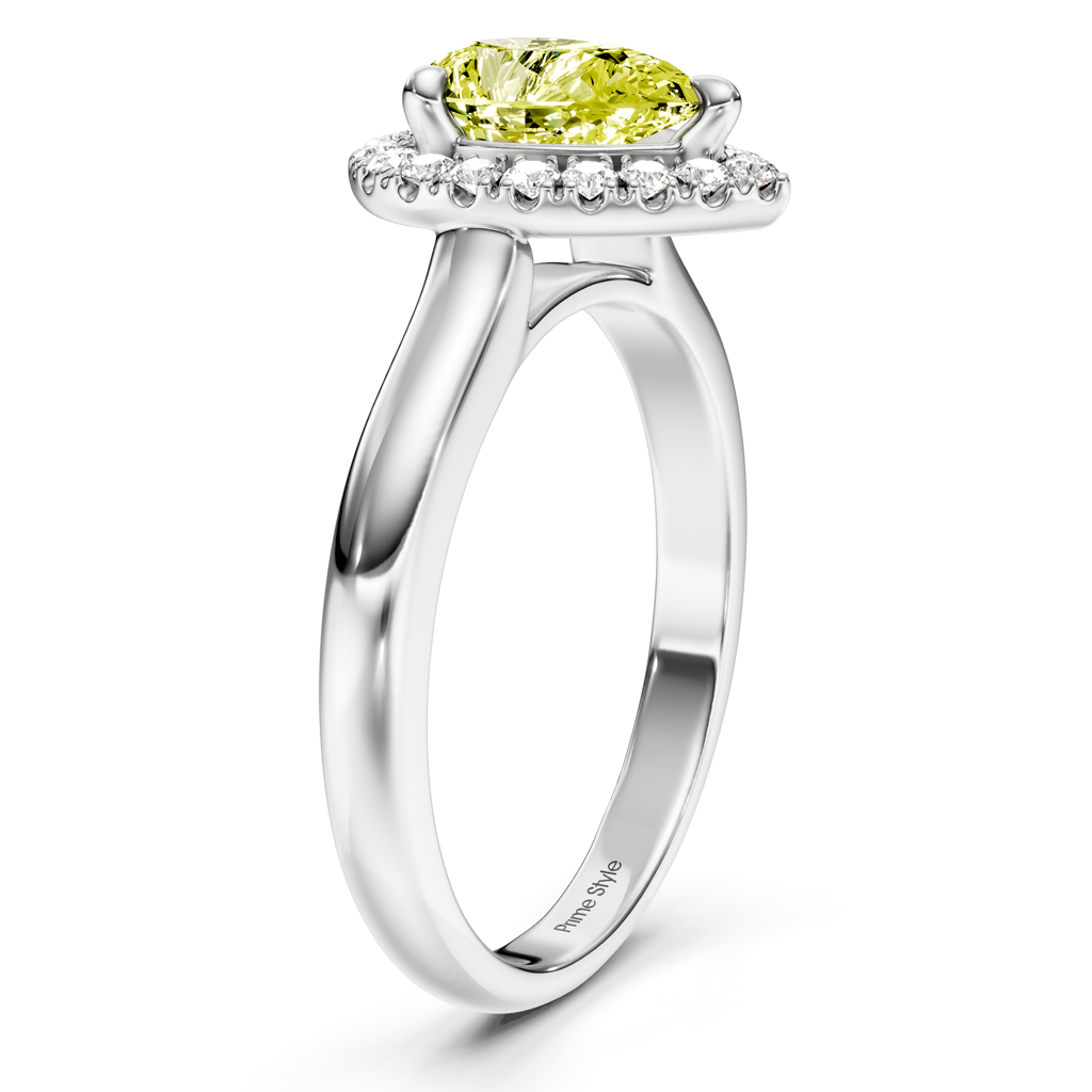 1.20-4.20 CT Pear &amp; Round Cut Fancy Yellow Diamonds - Engagement Ring