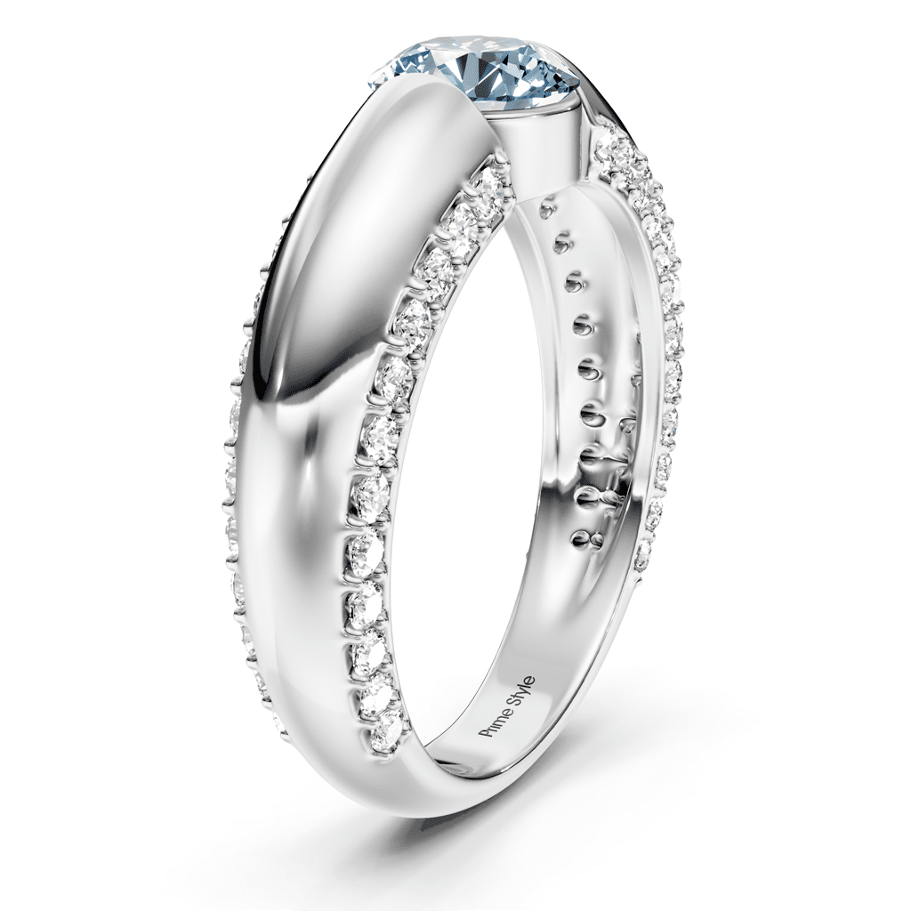 1.65-4.65 CT Round Cut Fancy Blue Diamonds - Engagement Ring