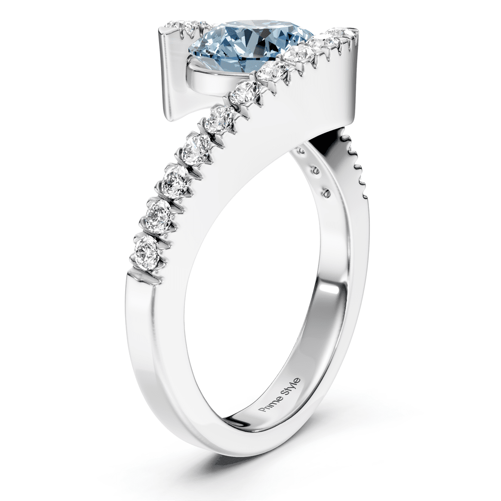 1.30-4.30 CT Round Cut Fancy Blue Diamonds - Engagement Ring