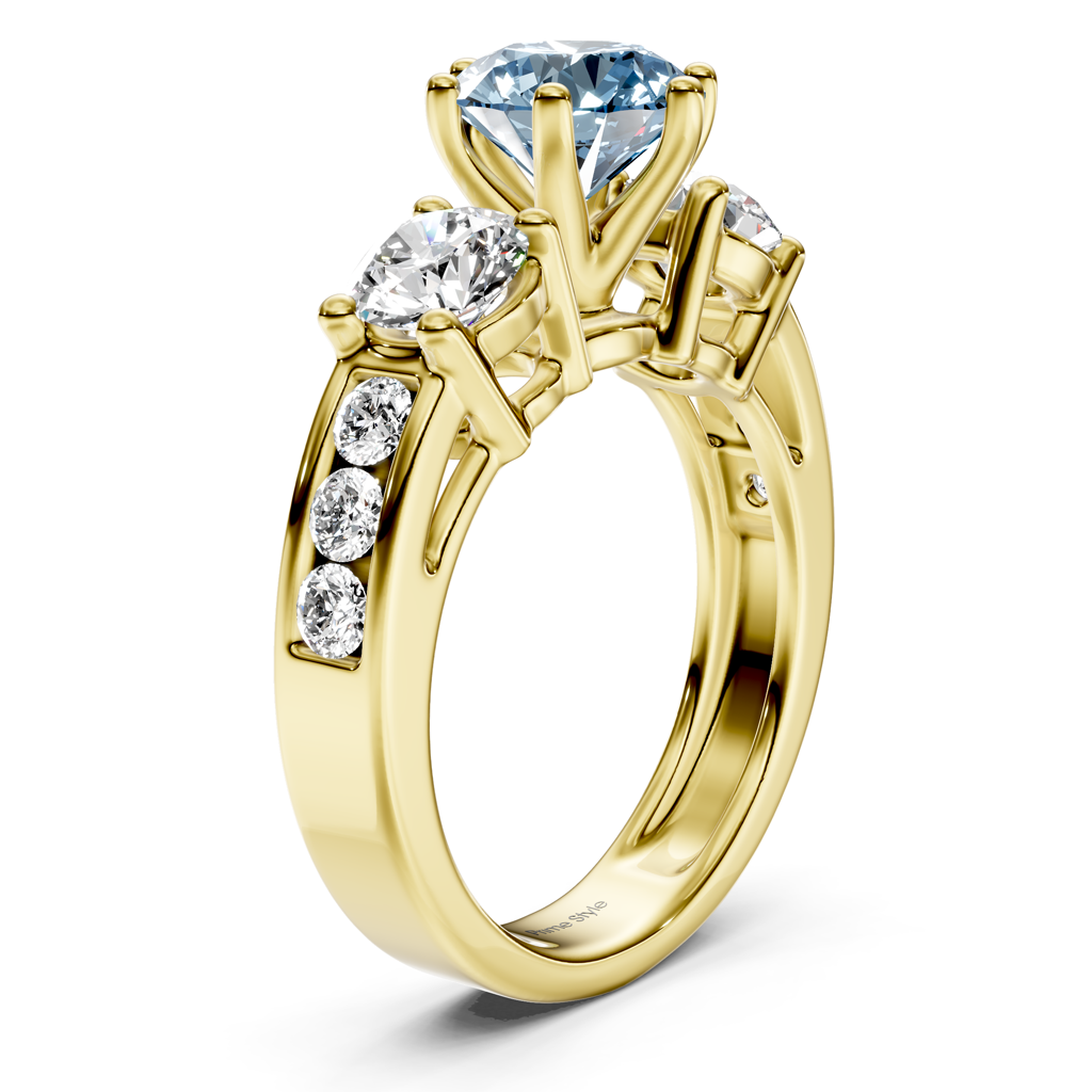 1.80-4.80 CT Princess &amp; Round Cut Fancy Blue Diamonds - Engagement Ring