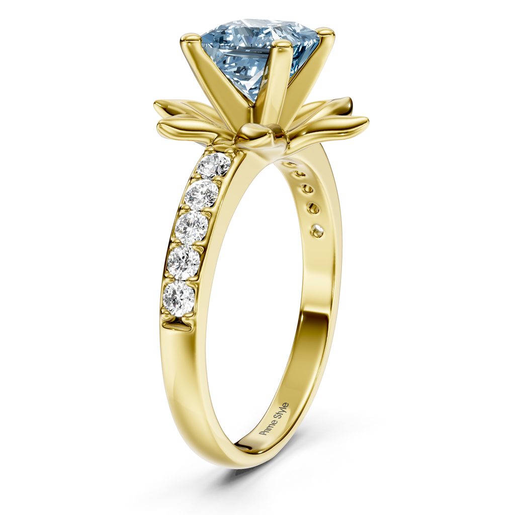 1.25-4.25 CT Princess &amp; Round Cut Fancy Blue Diamonds - Engagement Ring