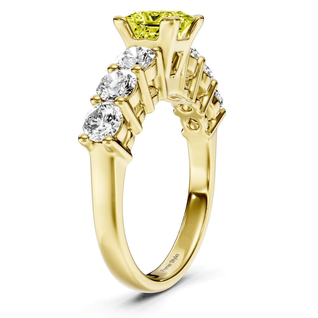 2.60 - 5.60 CT Round Cut Fancy Yellow Diamonds - Engagement Ring - Primestyle.com