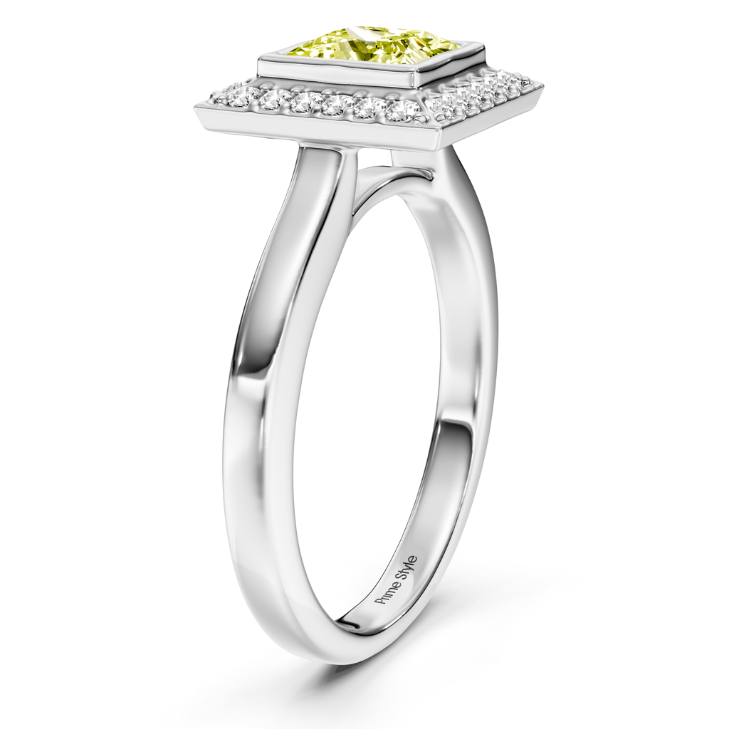 1.14-4.14 CT Princess &amp; Round Cut Fancy Yellow Diamonds - Engagement Ring