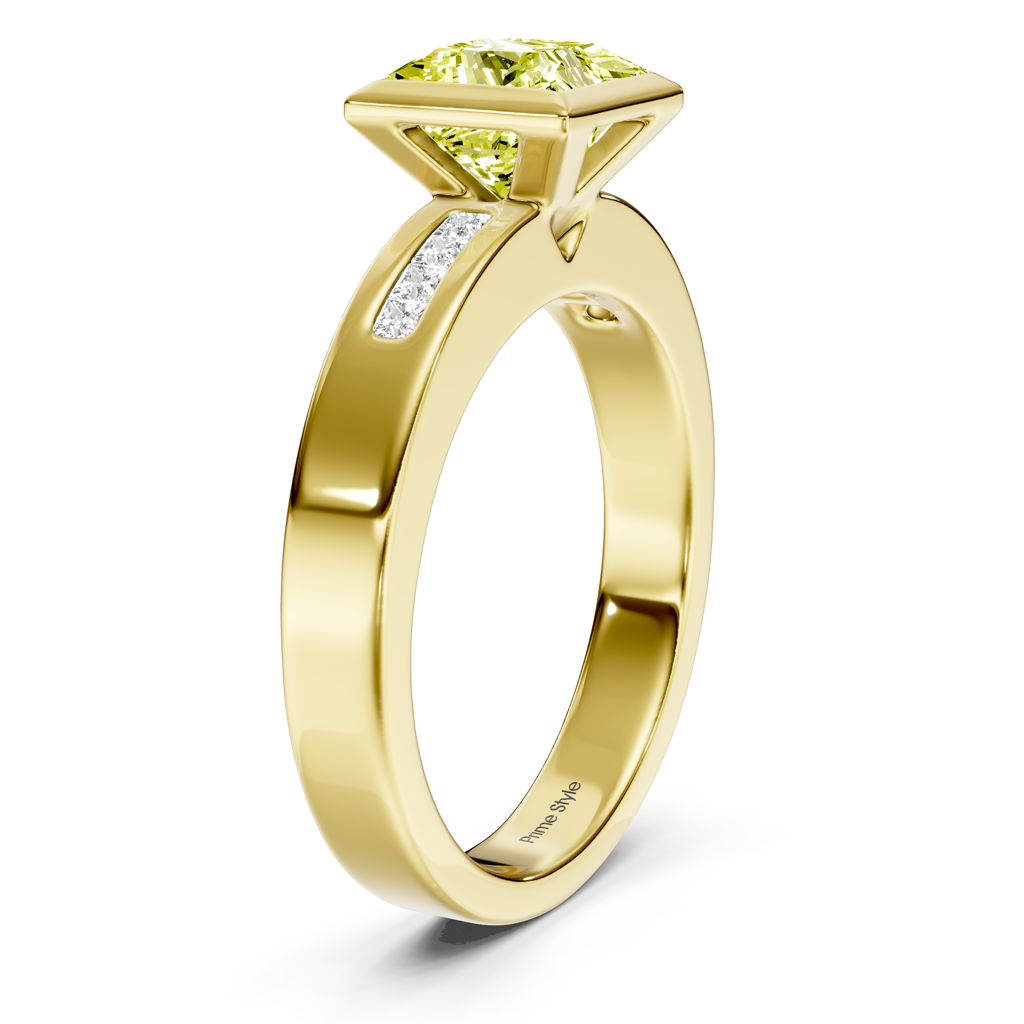 1.20-4.20 CT Princess Cut Fancy Yellow Diamonds - Engagement Ring