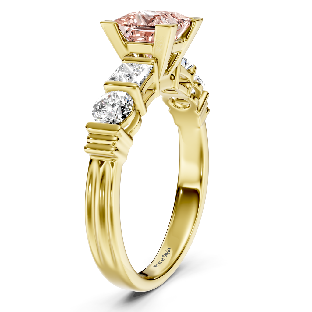 1.70-4.70 CT Princess &amp; Round Cut Fancy Pink Diamonds - Engagement Ring