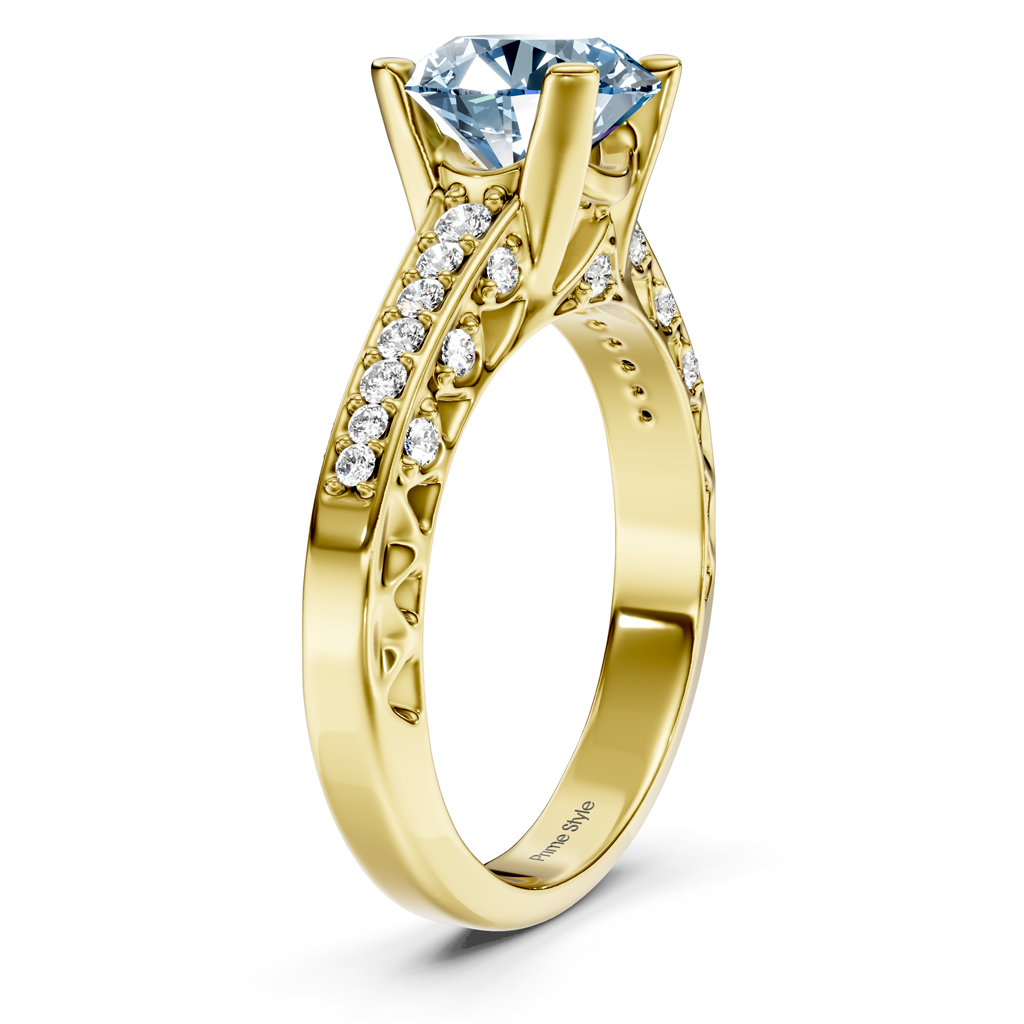 1.25-4.25 CT Round Cut Fancy Blue Diamonds - Engagement Ring