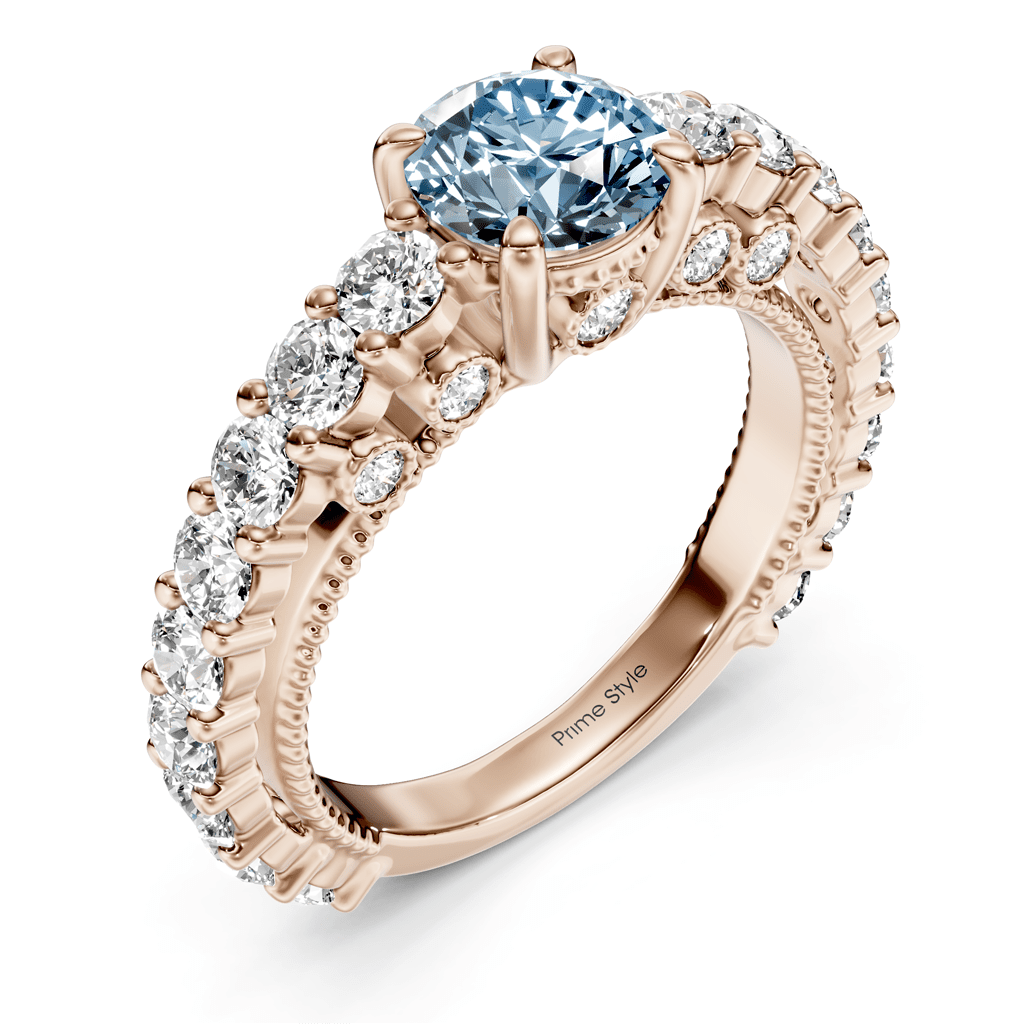 2.70-5.70 CT Round Cut Fancy Blue Diamonds - Engagement Ring