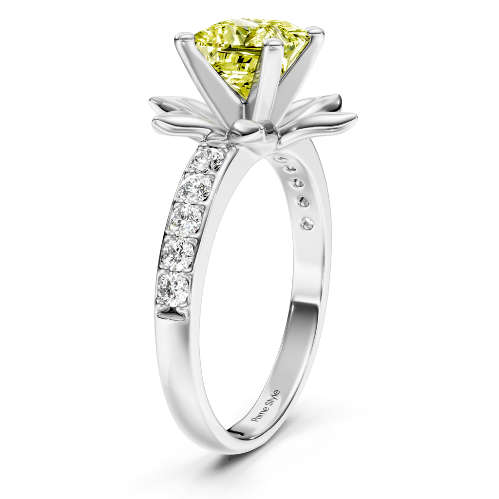 1.25-4.25 CT Princess &amp; Round Cut Fancy Yellow Diamonds - Engagement Ring