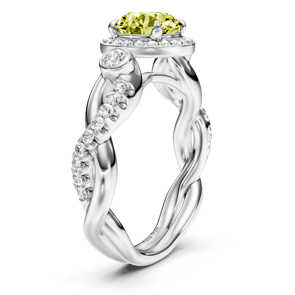 1.70 - 4.70 CT Princess &amp; Round Cut Fancy Yellow Diamonds - Engagement Ring - Primestyle.com