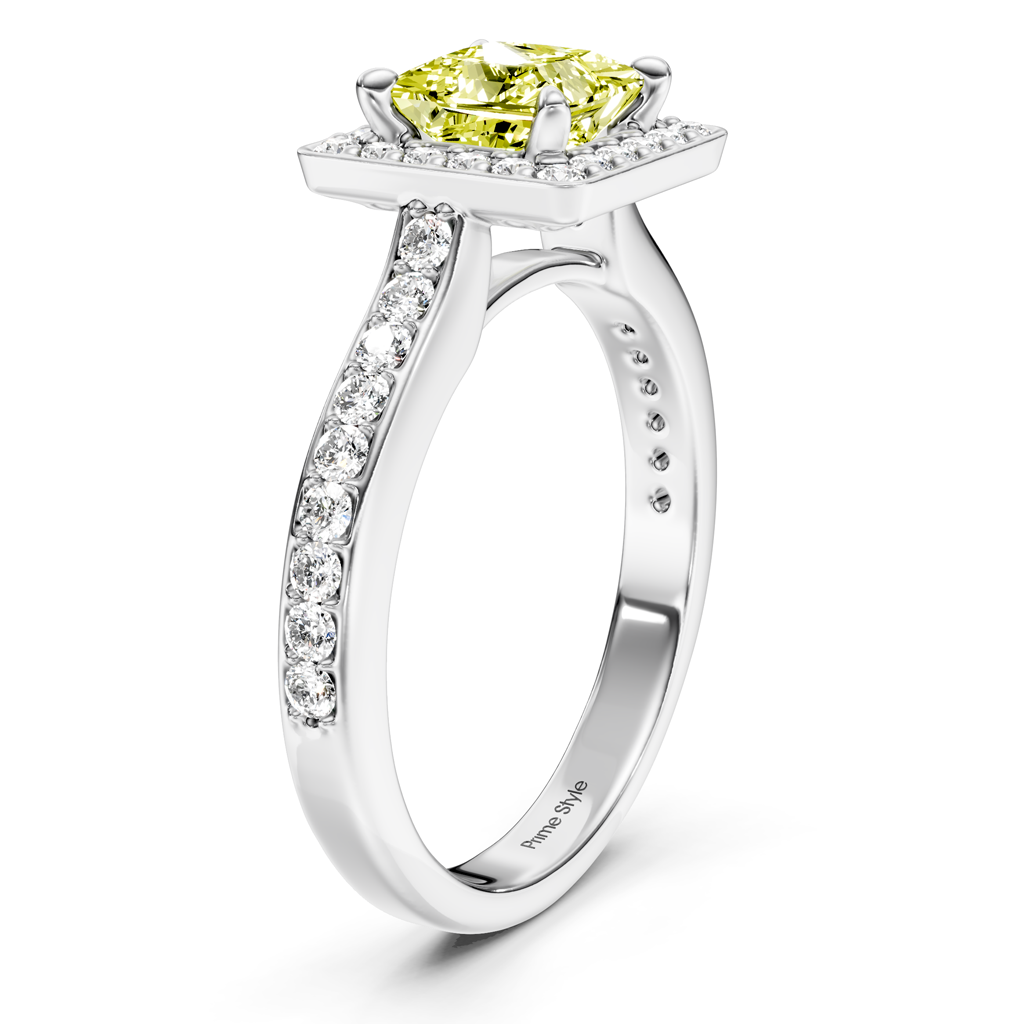 1.40-4.40 CT Princess &amp; Round Cut Fancy Yellow Diamonds - Engagement Ring
