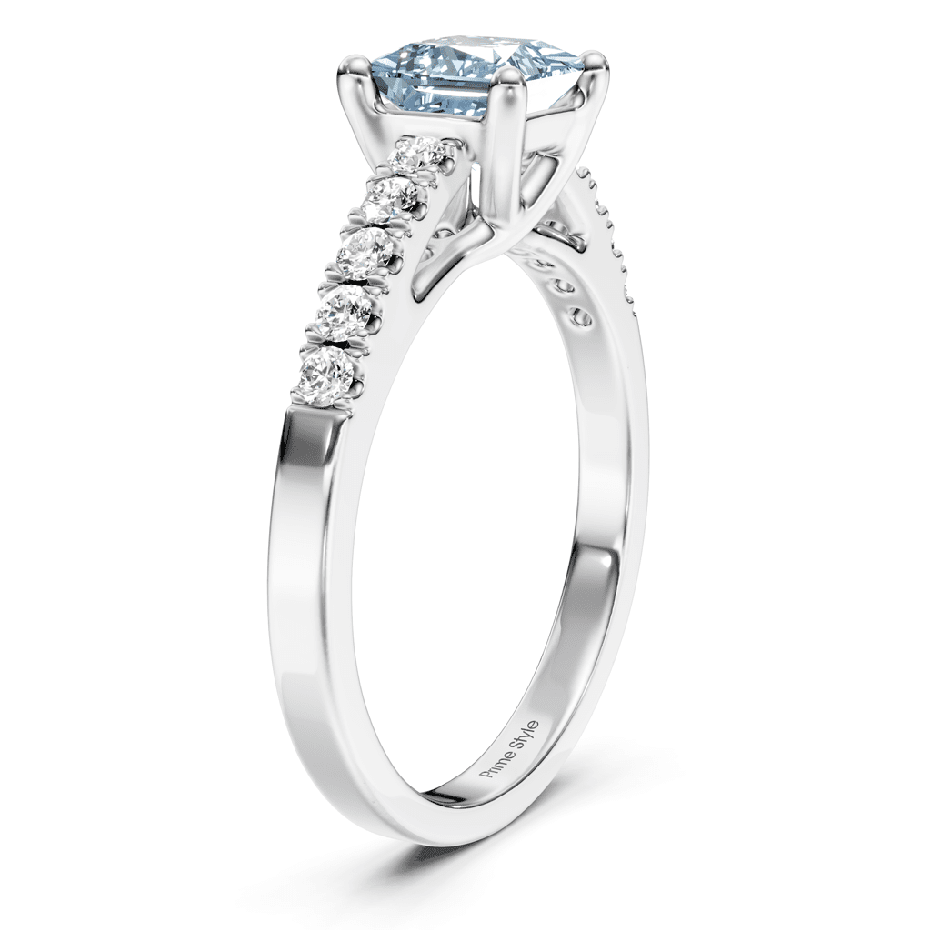 1.25 - 4.25 CT Princess &amp; Round Cut Fancy Blue Diamonds - Engagement Ring - Primestyle.com
