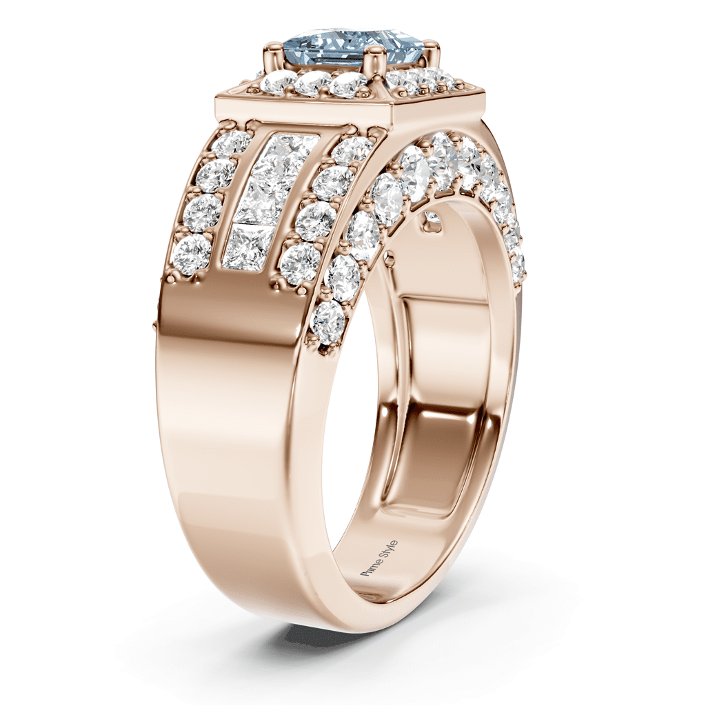 3.45-6.45 CT Princess & Round Cut Fancy Blue Diamonds - Engagement Ring