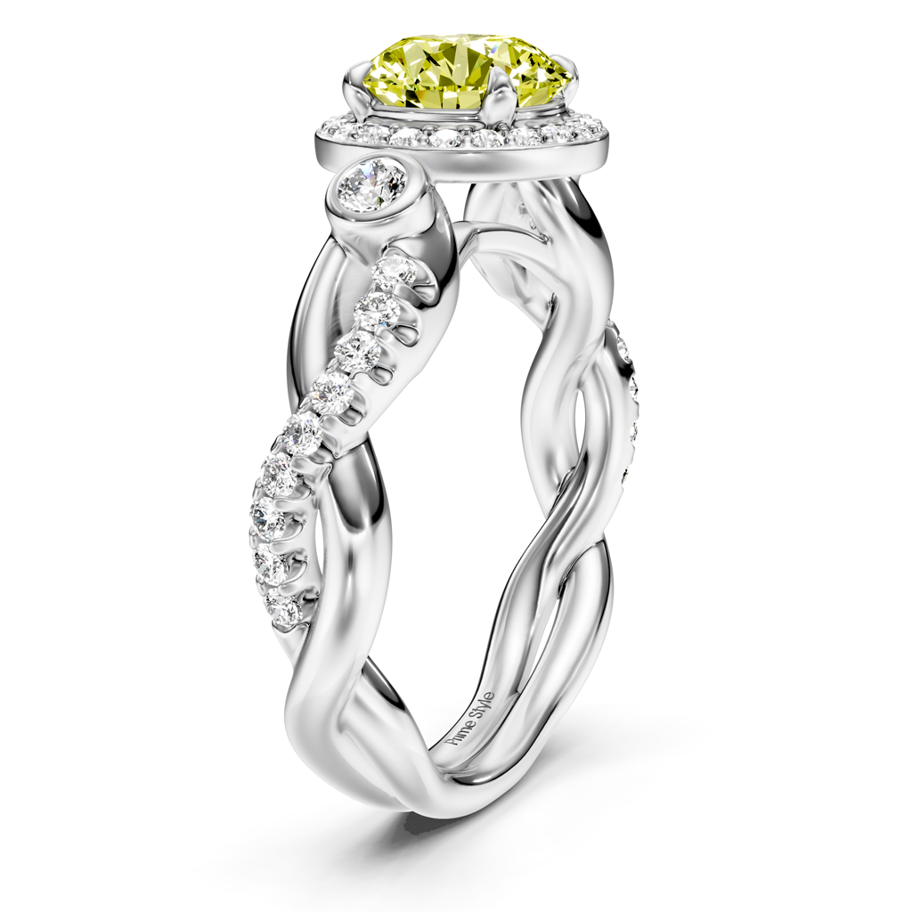 1.47-4.47 CT Round Cut Fancy Yellow Diamonds - Engagement Ring