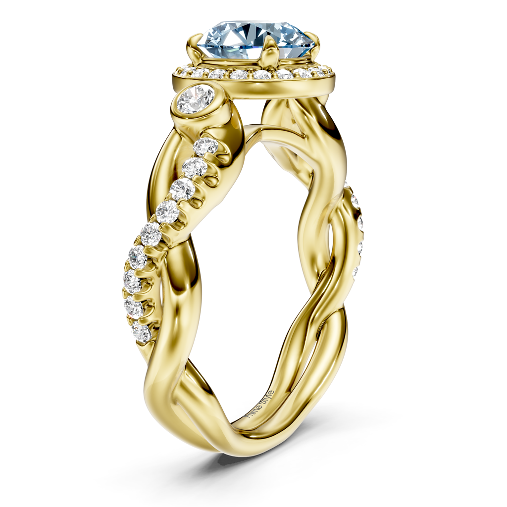 1.70-4.70 CT Princess &amp; Round Cut Fancy Blue Diamonds - Engagement Ring