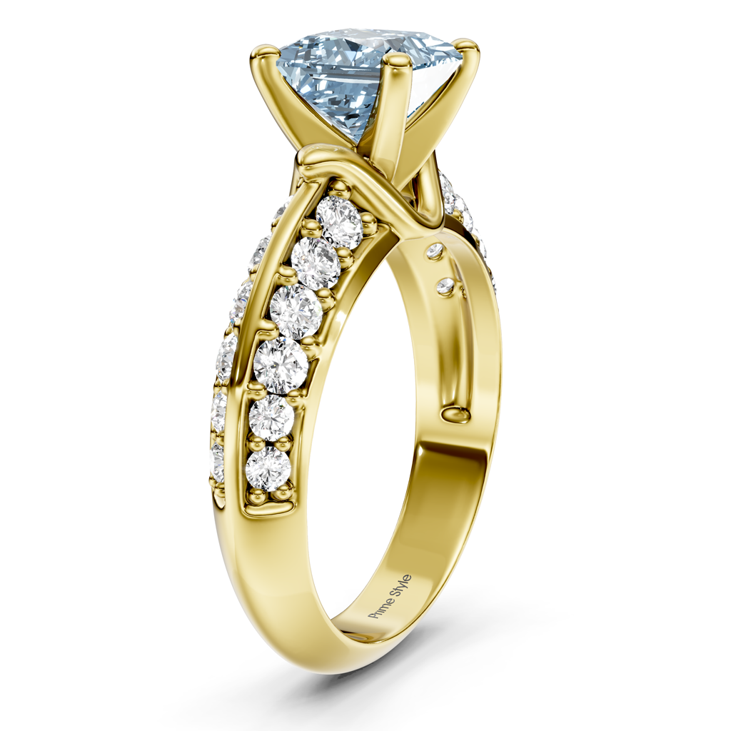 1.65-4.65 CT Princess &amp; Round Cut Fancy Blue Diamonds - Engagement Ring