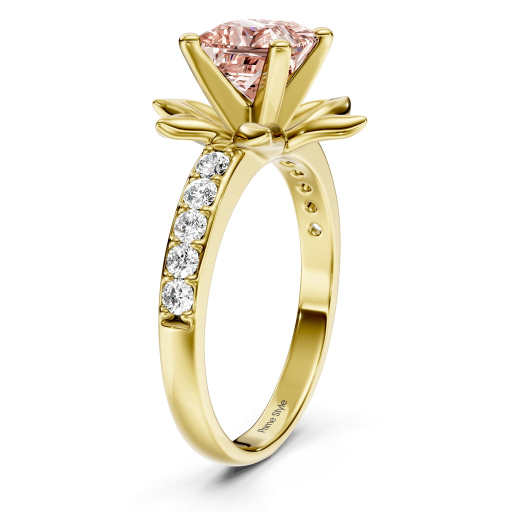 1.25-4.25 CT Princess &amp; Round Cut Fancy Pink Diamonds - Engagement Ring