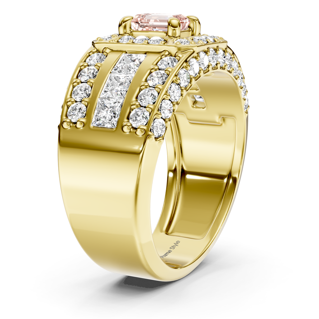 2.70-5.70 CT Emerald &amp; Round Cut Fancy Pink Diamonds - Engagement Ring