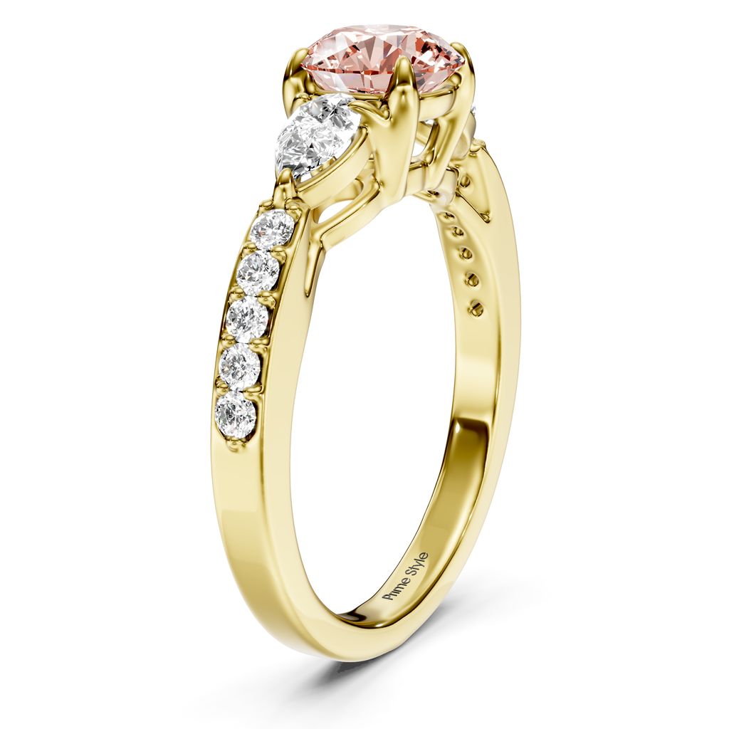 1.50-4.50 CT Pear &amp; Round Cut Fancy Pink Diamonds - Engagement Ring