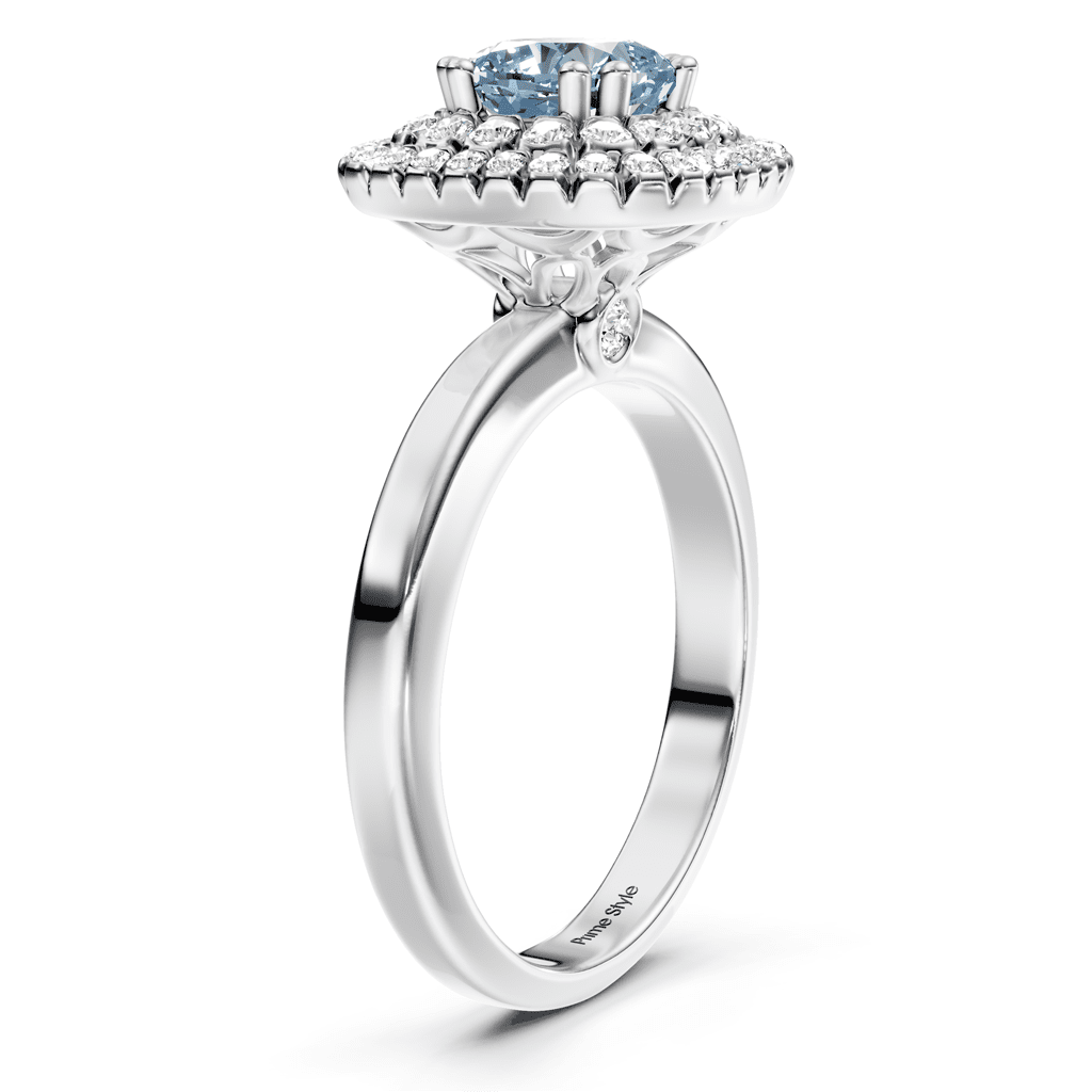 1.34-4.34 CT Cushion & Round Cut Fancy Blue Diamonds - Engagement Ring