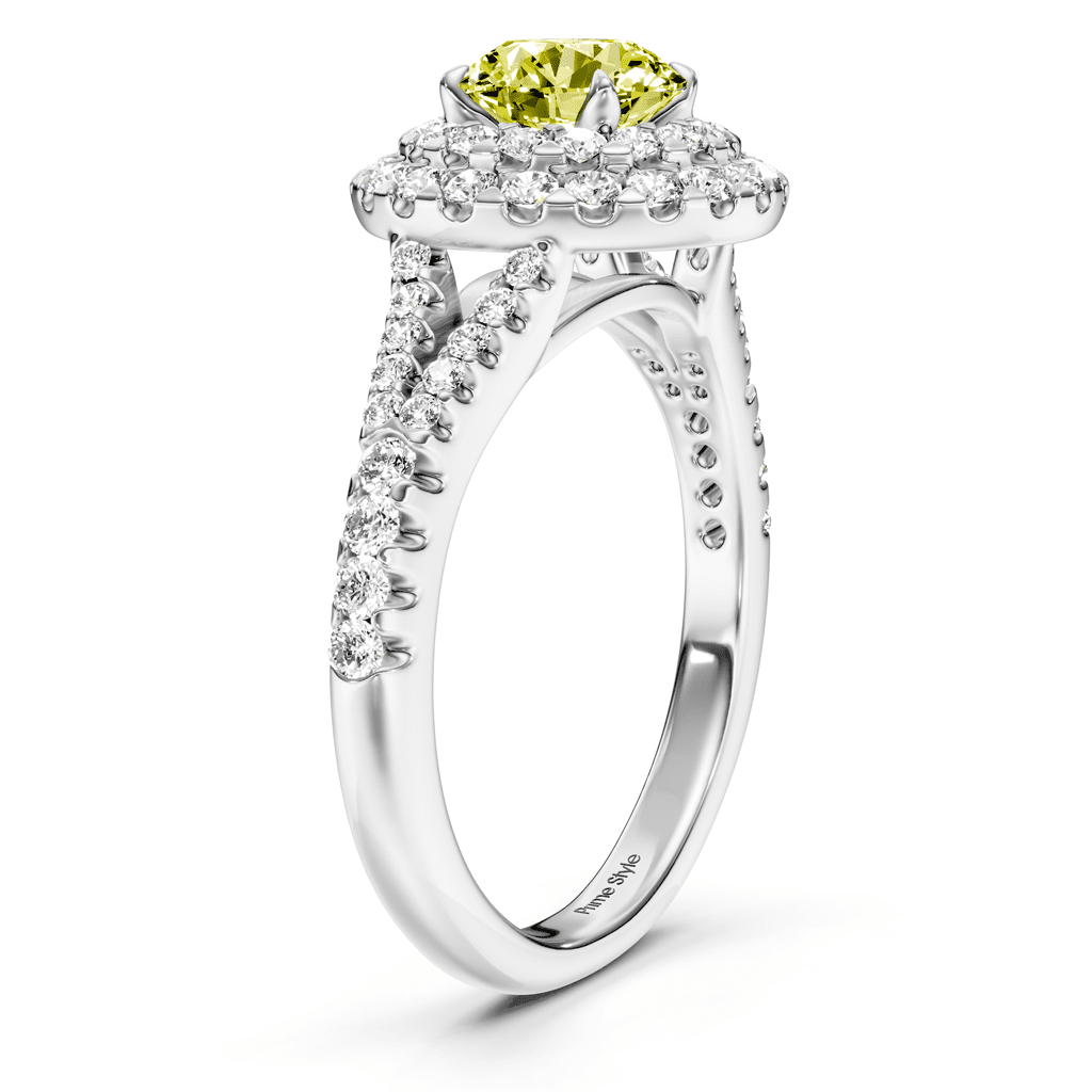 1.49 - 4.49 CT Round Cut Fancy Yellow Diamonds - Engagement Ring - Primestyle.com