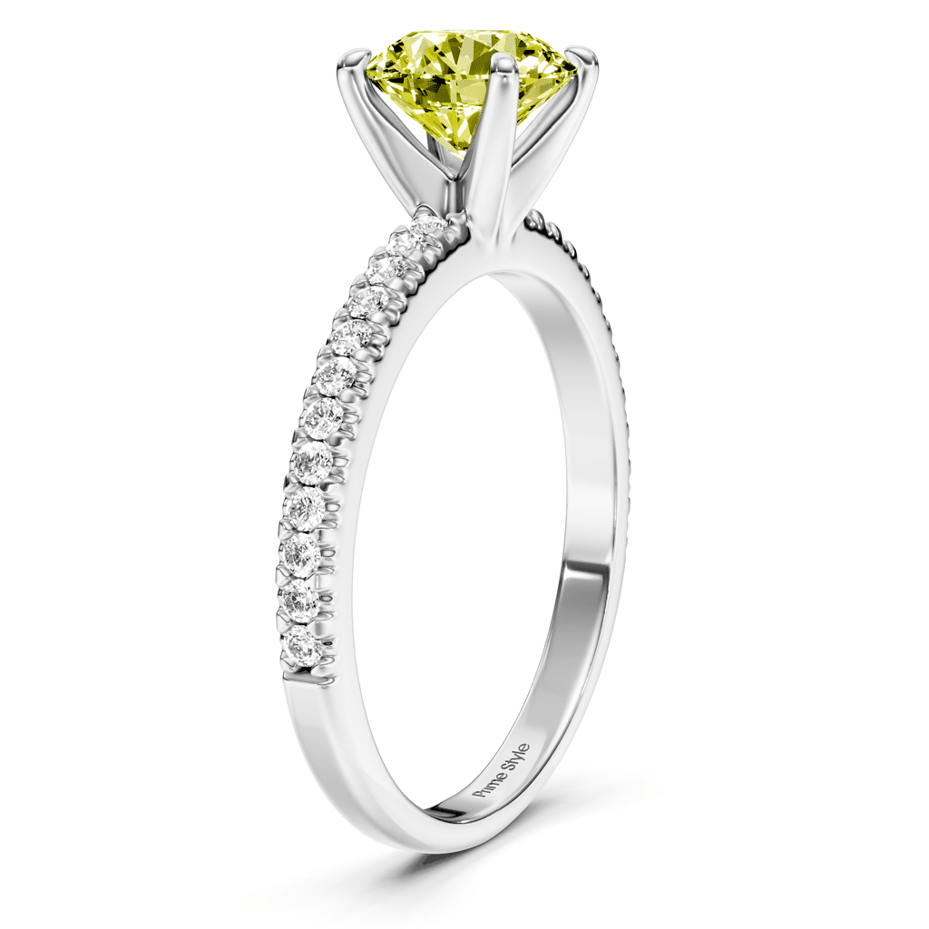 1.20 - 4.20 CT Round Cut Fancy Yellow Diamonds - Engagement Ring - Primestyle.com