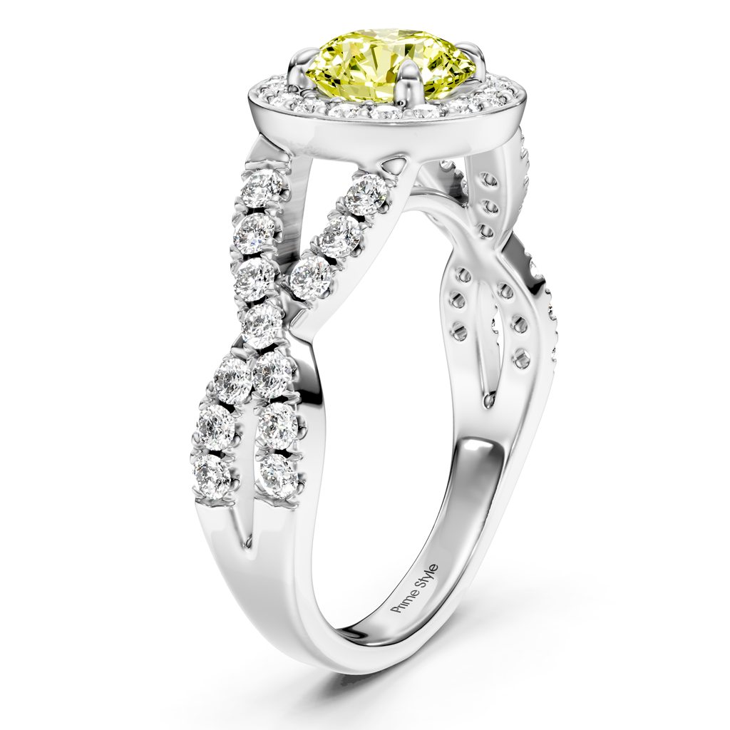 1.65-4.65 CT Round Cut Fancy Yellow Diamonds - Engagement Ring