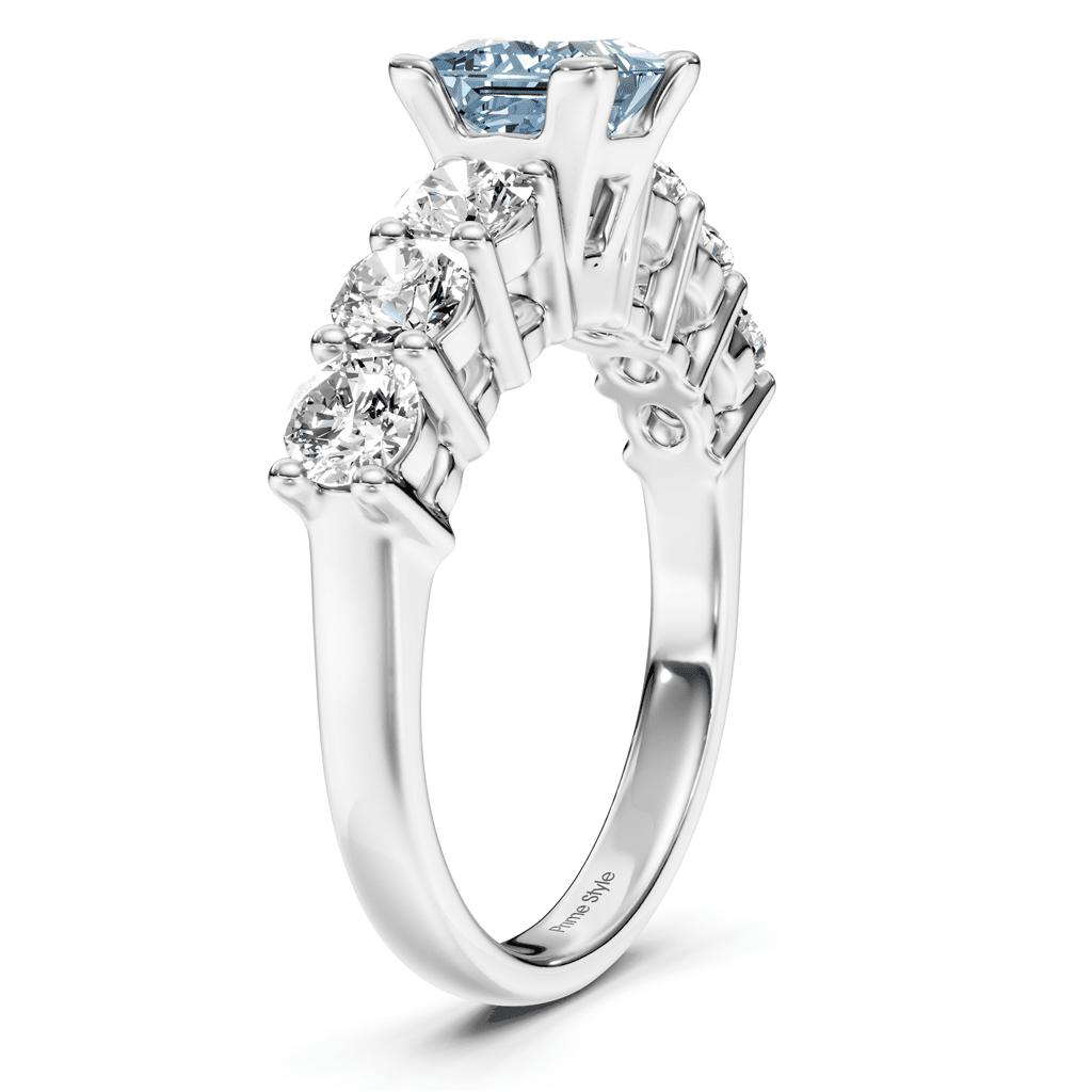 2.60-5.60 CT Round Cut Fancy Blue Diamonds - Engagement Ring