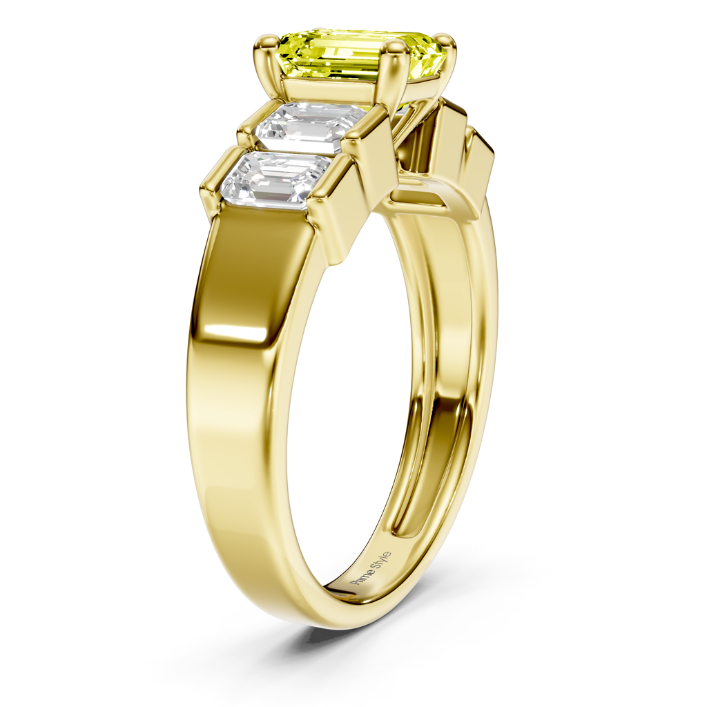 1.80-4.80 CT Princess &amp; Round Cut Fancy Yellow Diamonds - Engagement Ring