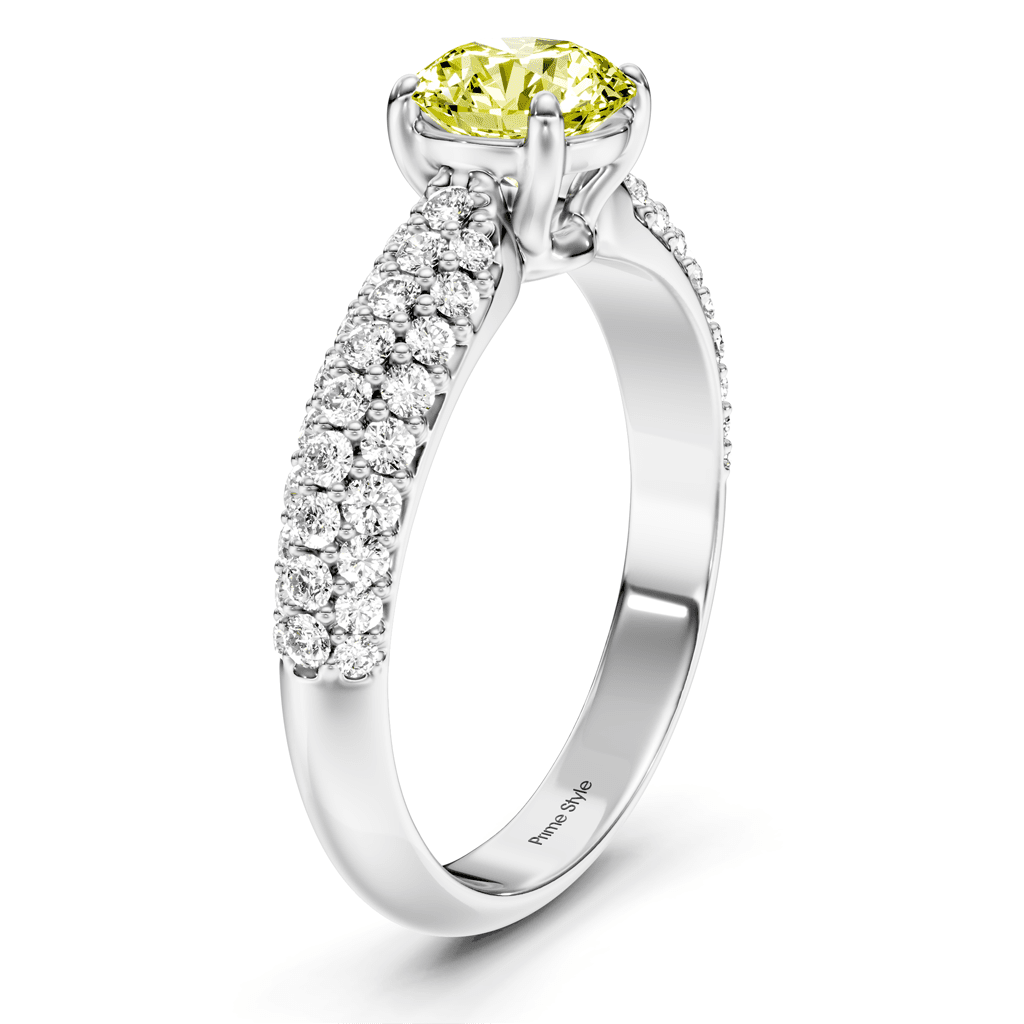 1.50 - 4.50 CT Round Cut Fancy Yellow Diamonds - Engagement Ring - Primestyle.com