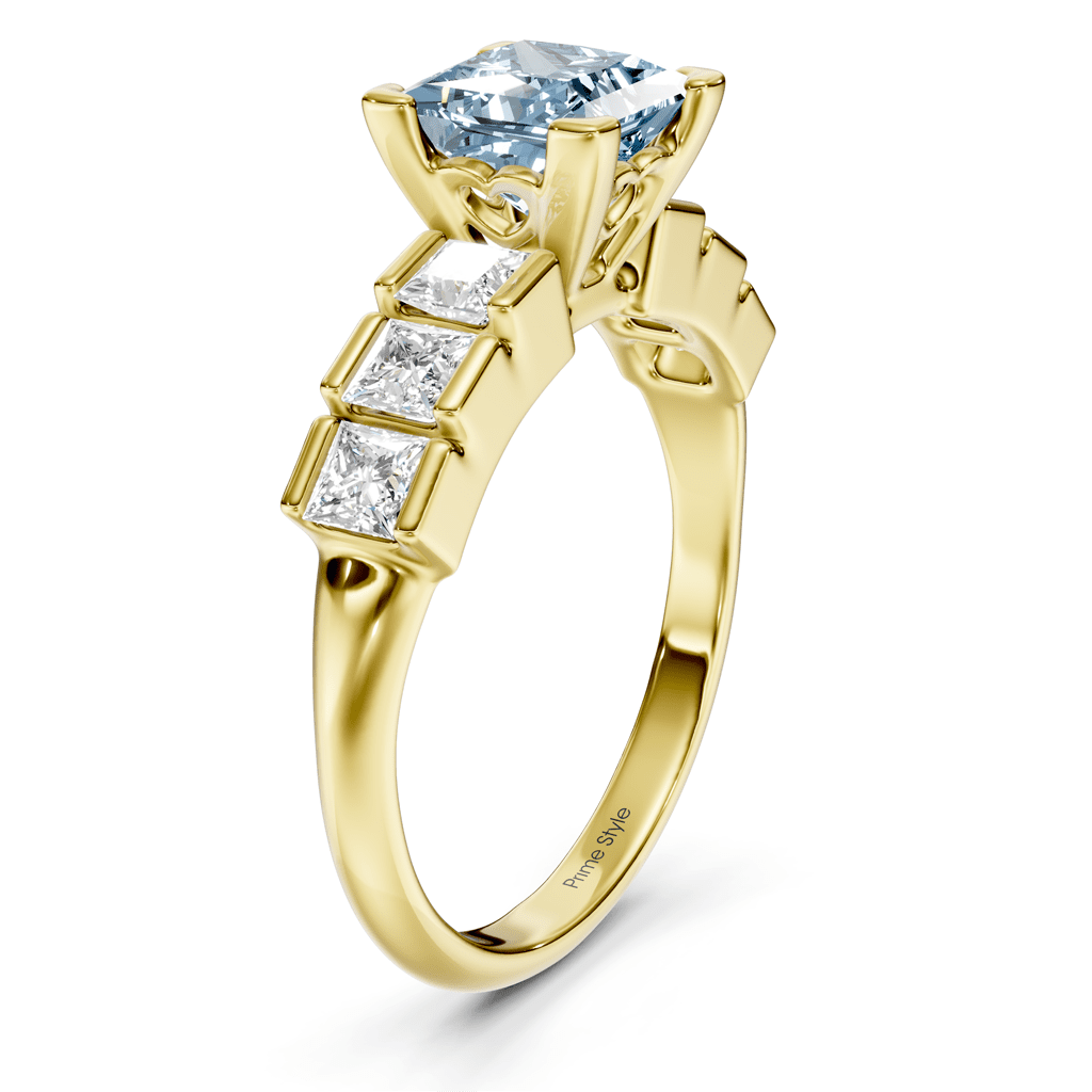 1.80-4.80 CT Princess Cut Fancy Blue Diamonds - Engagement Ring