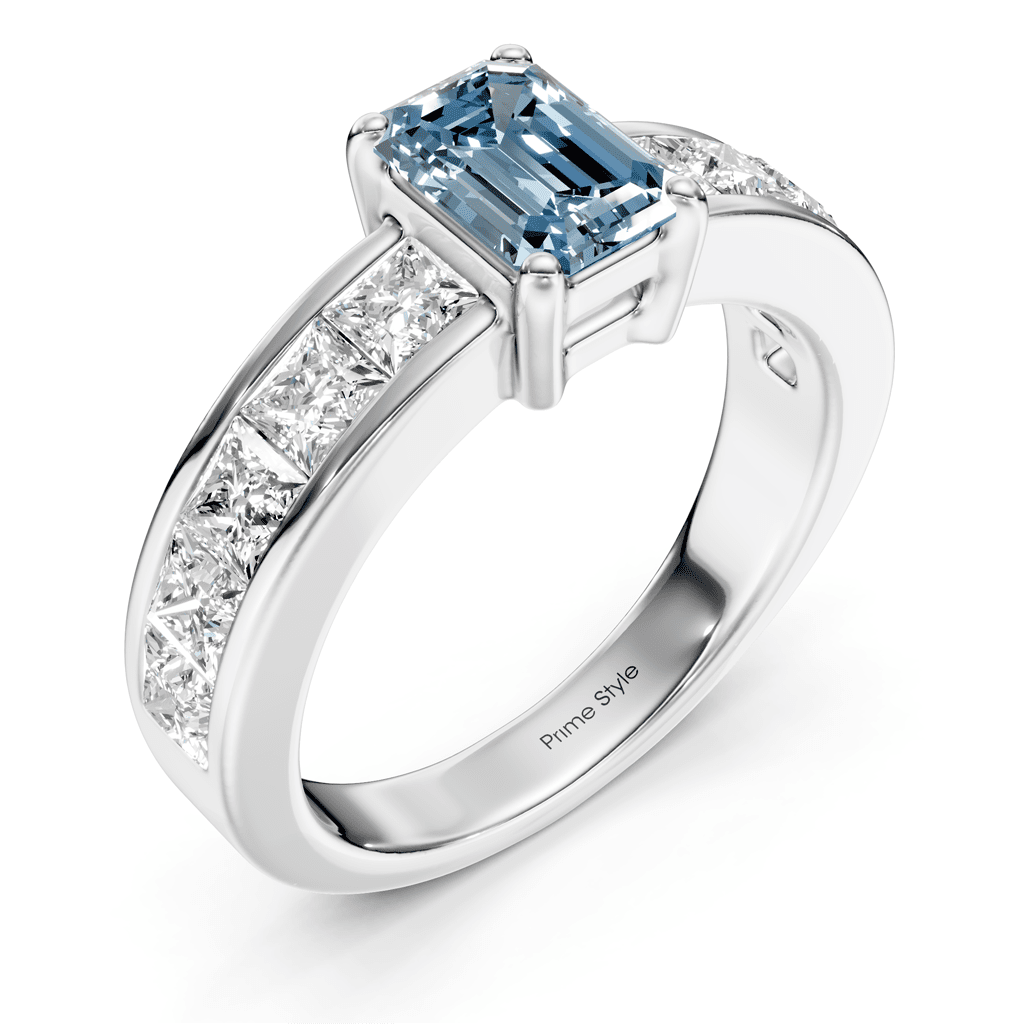 2.50-5.50 CT Emerald & Princess Cut Fancy Blue Diamonds - Engagement Ring