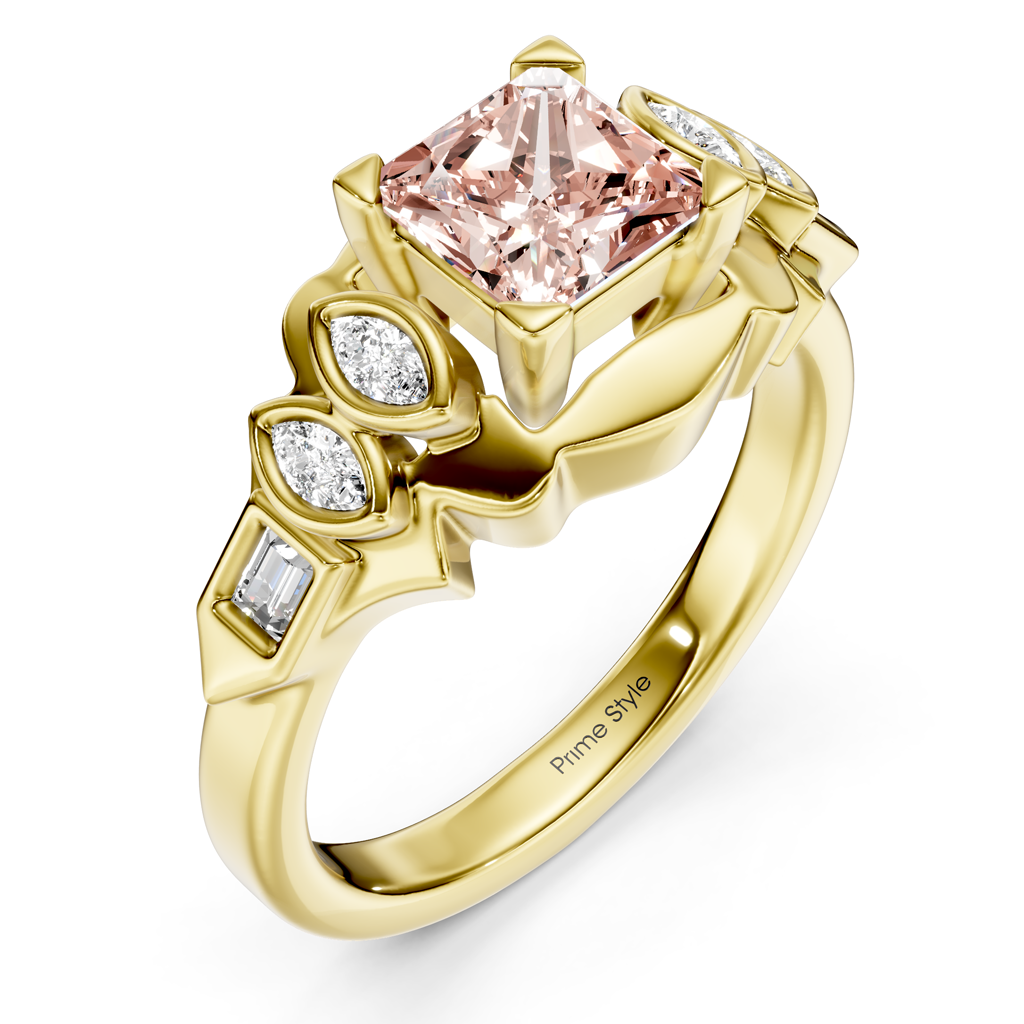 1.25-4.25 CT Baguette &amp; Marquise &amp; Princess Cut Fancy Pink Diamonds - Engagement Ring