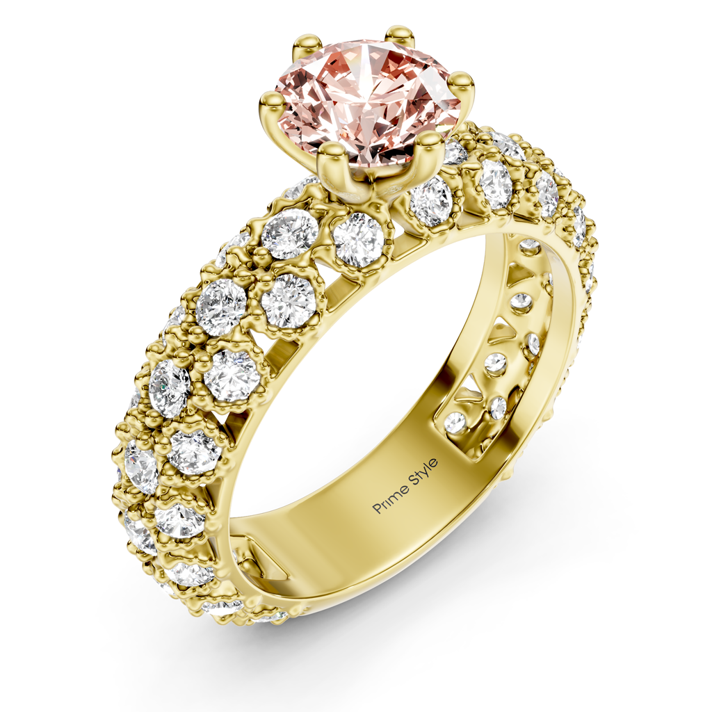 2.50-5.50 CT Round Cut Fancy Pink Diamonds - Engagement Ring