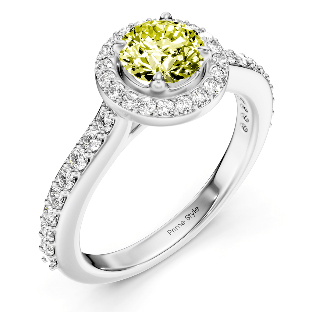 1.40 - 4.40 CT Round Cut Fancy Yellow Diamonds - Engagement Ring - Primestyle.com