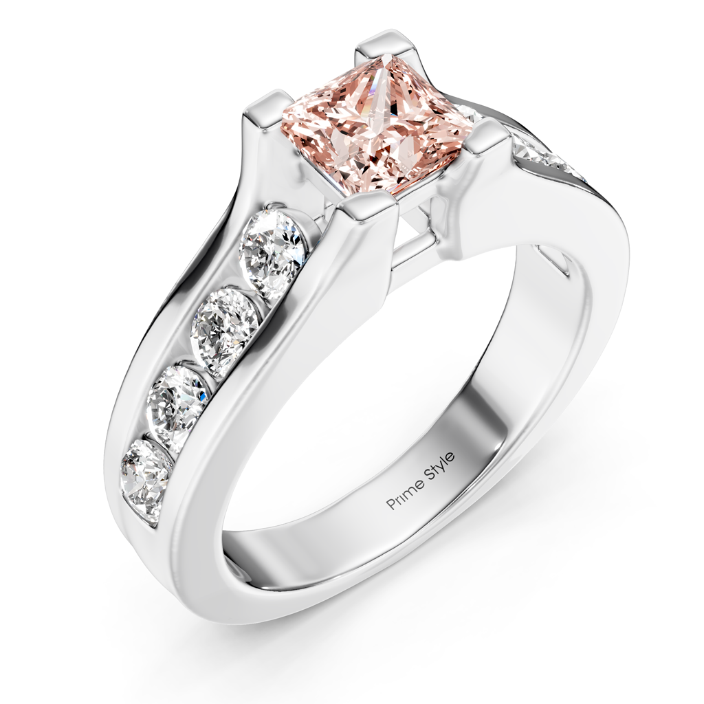1.80-4.80 CT Princess &amp; Round Cut Fancy Pink Diamonds - Engagement Ring