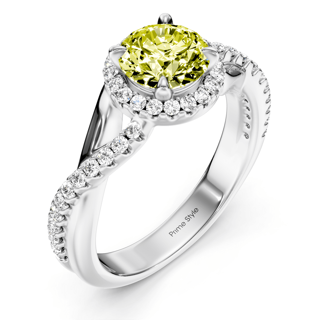 1.25 - 4.25 CT Round Cut Fancy Yellow Diamonds - Engagement Ring - Primestyle.com