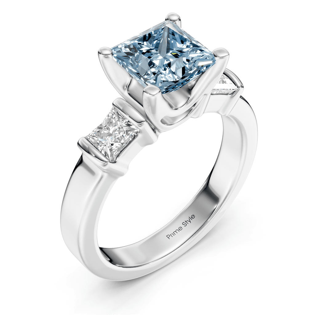1.50 - 4.50 CT Princess Cut Fancy Blue Diamonds - Engagement Ring - Primestyle.com