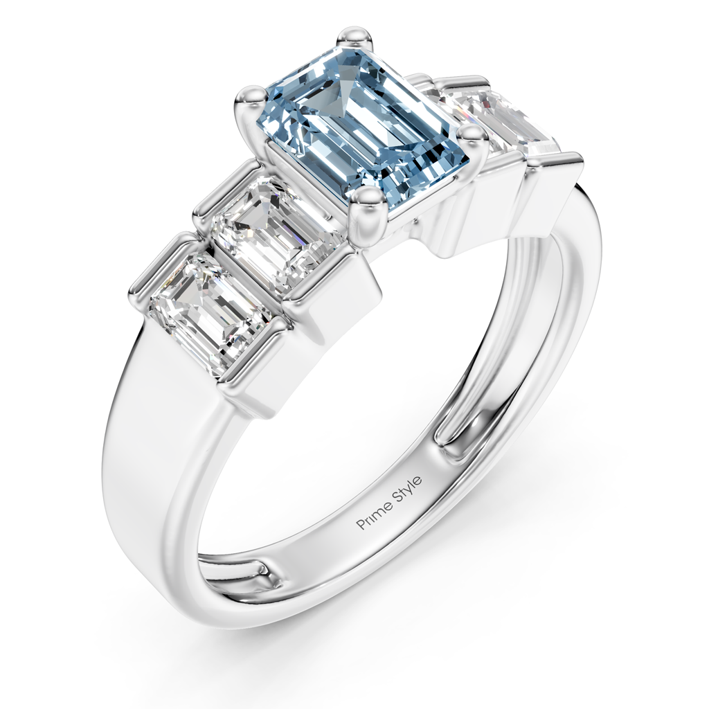 2.30-5.30 CT Emerald Cut Fancy Blue Diamonds - Engagement Ring