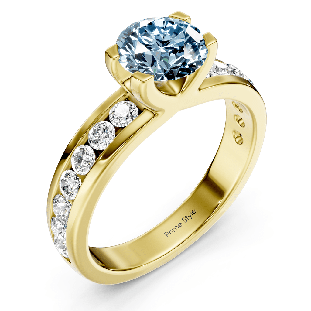 1.60-4.60 CT Round Cut Fancy Blue Diamonds - Engagement Ring