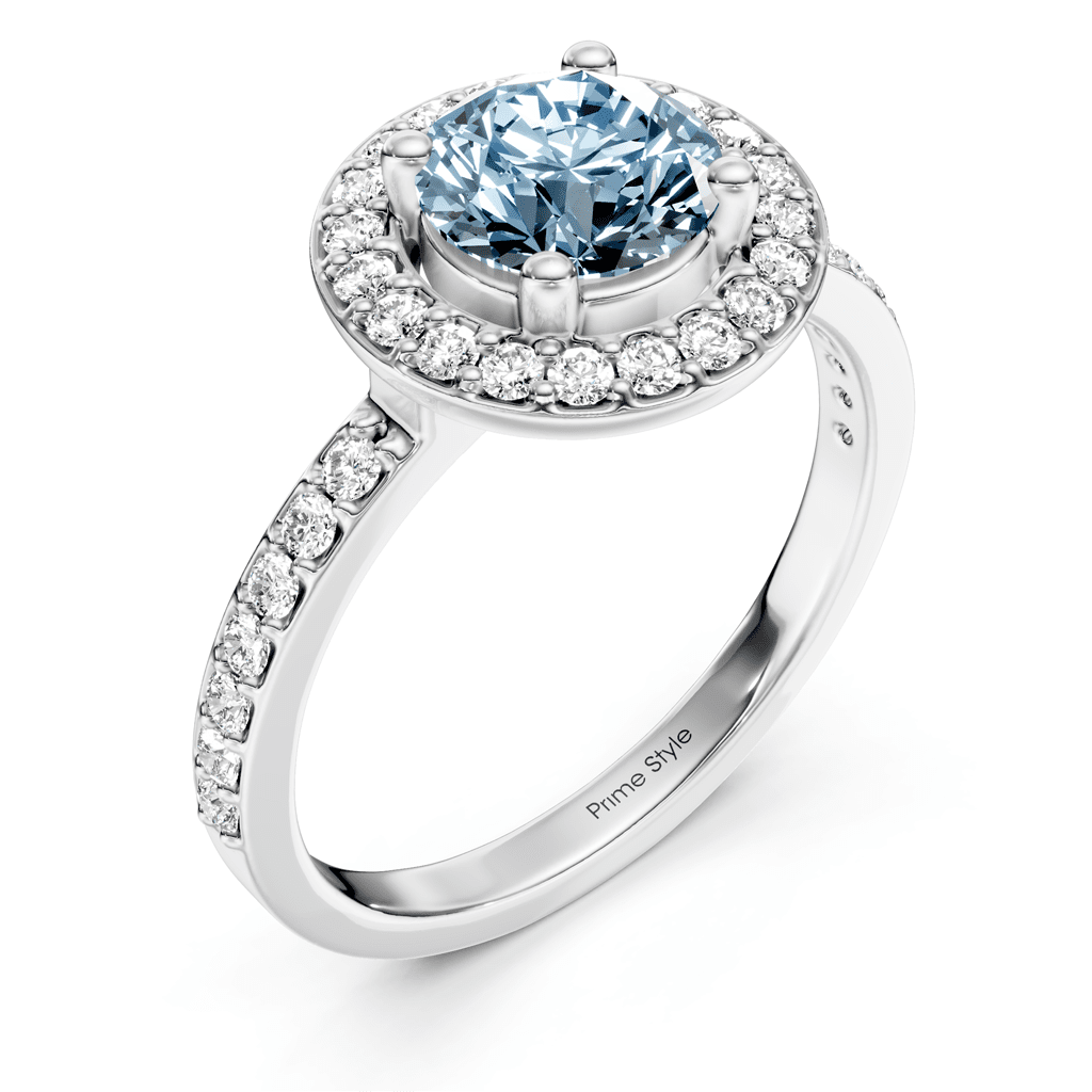 1.35 - 4.35 CT Round Cut Fancy Blue Diamonds - Engagement Ring - Primestyle.com