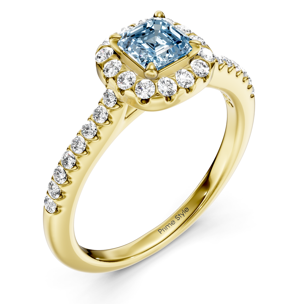 1.35-4.35 CT Ascher &amp; Round Cut Fancy Blue Diamonds - Engagement Ring