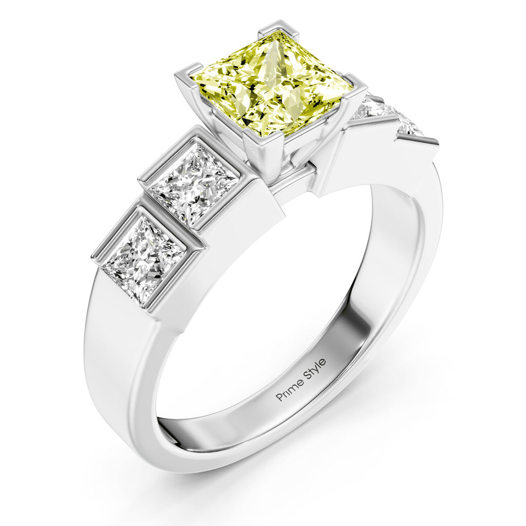 1.80 - 4.80 CT Princess Cut Fancy Yellow Diamonds - Engagement Ring - Primestyle.com