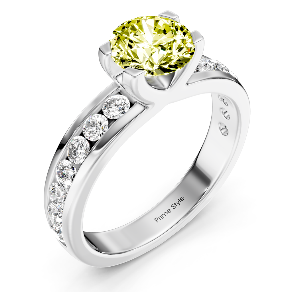 1.60-4.60 CT Round Cut Fancy Yellow Diamonds - Engagement Ring