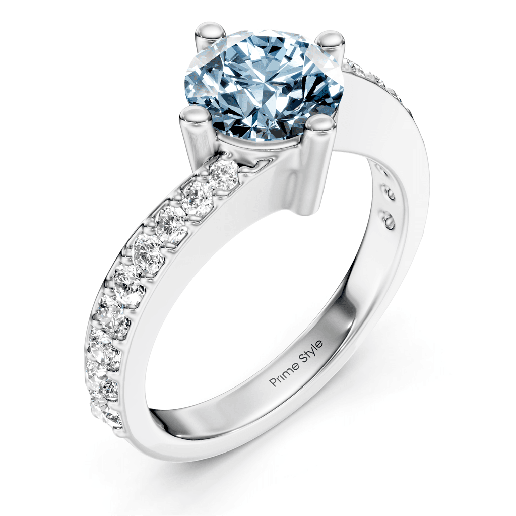 1.35 - 4.35 CT Round Cut Fancy Blue Diamonds - Engagement Ring - Primestyle.com