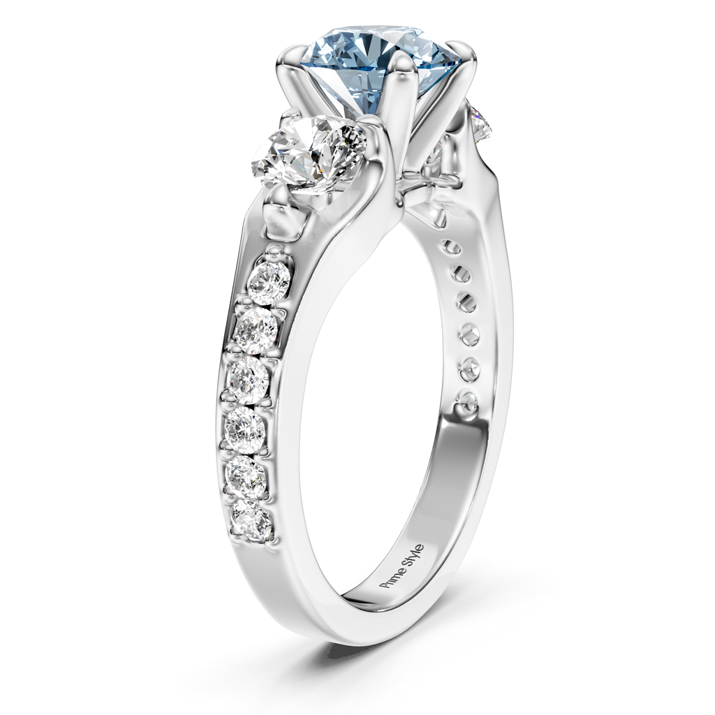 2.05-5.05 CT Round Cut Fancy Blue Diamonds - Engagement Ring